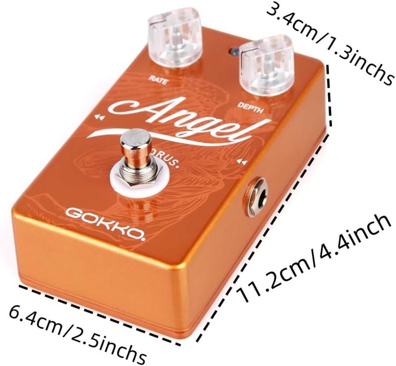 GOKKO Angel Chorus Pedal - Classic Modulation Effect for Clean & Distorted Tones | Adjustable Rate & Depth Controls | 9V DC Power Supply - Image 3
